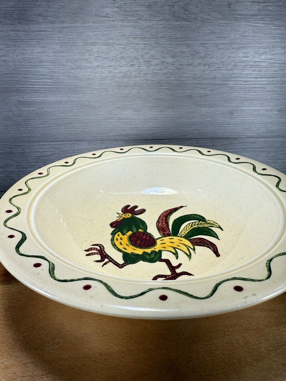 Metlox Poppytrail Rooster Serving Salad Bowl Farmhouse
